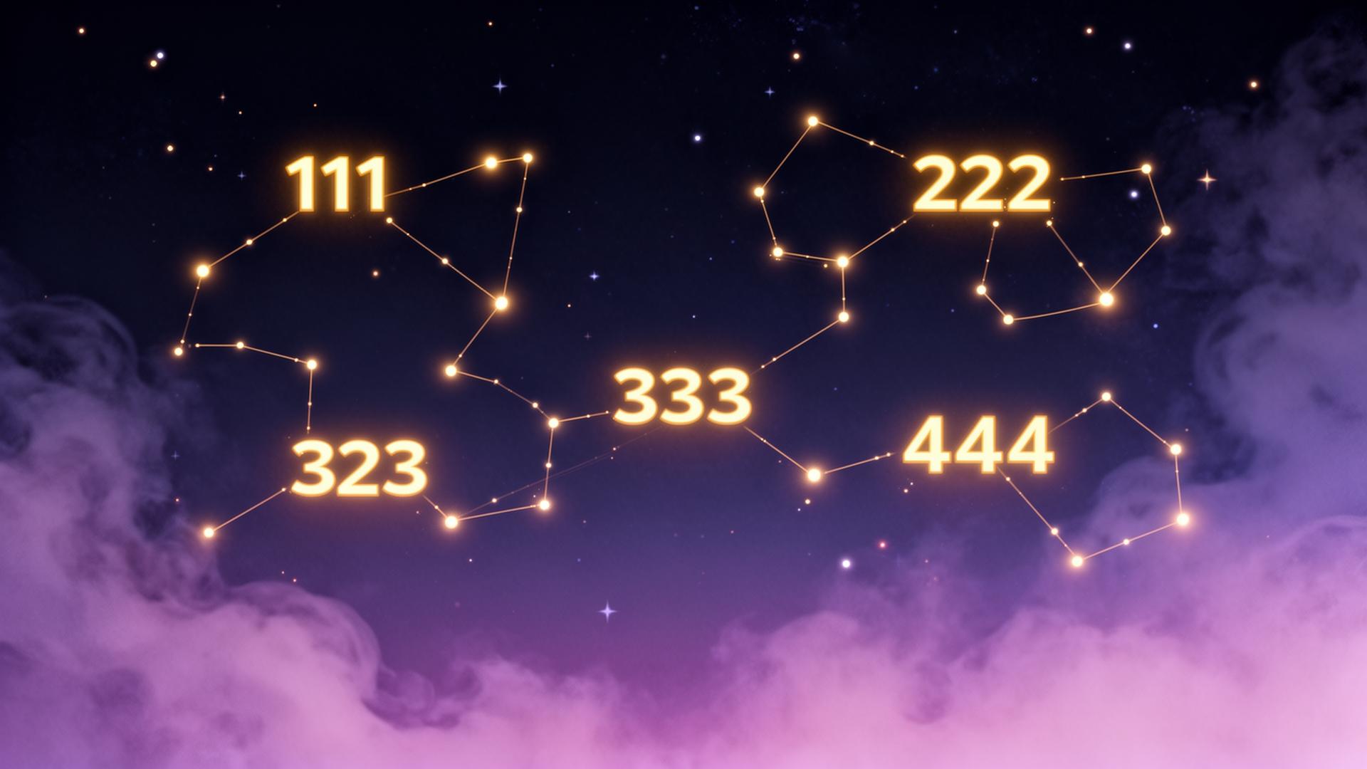 Glowing angel numbers floating in a starlit sky